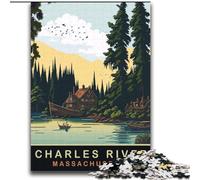 JigsawPuzzle 1000 Pieces for Adults Charles River MA Challenging To Complete But Fun And Humorous Unique Home Decor And Gifts (38x52cm) 1000pcs