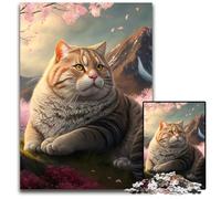 JigsawPuzzle 1000 Pieces for Adults Cherry Blossom Tree Cat cardboard Jigsaw Puzzles for Adults Perfect for Family Fun on Christmas, Thanksgiving, Birthdays & Easter 26X38CM/10.23x14.96inch