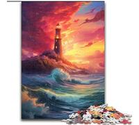 JigsawPuzzle 1000 Pieces for Adults Clouds Sunset Lighthouse Puzzle Made of Wood, Teenager Stress Reduction Cool Unique Gift for Family 1000pcs(50x75cm)