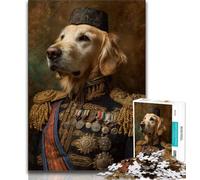 JigsawPuzzle 1000 Pieces for Adults Colonel Golden Retriever,Help The Brain Exercise Addictive Toys to Cultivate Patience Wall Decoration 38x26cm