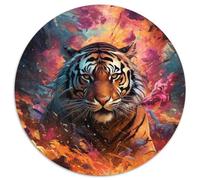 JigsawPuzzle 1000 Pieces for Adults Color Painting Tiger 1000Pc Adults Round Jigsaw Puzzle for Parents, Lovers, Friends - Age 14+ 1000pcs (67.5x67.5cm)