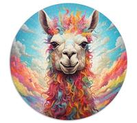 JigsawPuzzle 1000 Pieces for Adults Colorful Alpacas Round Paper Puzzles Artwork Decor Intelligence Toy for Family Indoor Games (67.5x67.5cm)