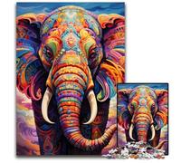 JigsawPuzzle 1000 Pieces for Adults Colorful Art Elephant cardboard Jigsaw Puzzles Ideal DIY Decor & Brain Teaser Gift 26X38CM/10.23x14.96inch