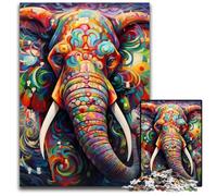 JigsawPuzzle 1000 Pieces for Adults Colorful Art Elephant cardboard Jigsaw Puzzles Ideal DIY Decor & Brain Teaser Gift 26X38CM/10.23x14.96inch