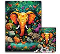JigsawPuzzle 1000 Pieces for Adults Colorful Art Elephant Jigsaw Puzzles for Adults Adult Game Gift Family Interactive Game Brain Challenge Gift 26X38CM/10.23x14.96inch