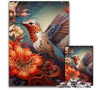 JigsawPuzzle 1000 Pieces for Adults Colorful Art Hummingbird Wooden Jigsaw Ideal for Lover, Perfect Christmas, New Year, Valentine's Gift 50x75CM/19.68x29.52inch