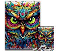 JigsawPuzzle 1000 Pieces for Adults Colorful Art Owl Wooden Jigsaw Ideal for Lover, Perfect Christmas, New Year, Valentine's Gift 50x75CM/19.68x29.52inch