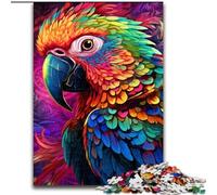 JigsawPuzzle 1000 Pieces for Adults Colorful Art Parrot Wooden Jigsaw size50x75cm Brain-Challenging DIY Decorative Game, Family Interactive Toy