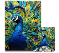 JigsawPuzzle 1000 Pieces for Adults Colorful Art Peacock Wooden Jigsaw Puzzles Ideal DIY Decor & Brain Teaser Gift 50x75CM/19.68x29.52inch