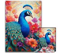 JigsawPuzzle 1000 Pieces for Adults Colorful Art Peacock Wooden Jigsaw Puzzles Ideal DIY Decor & Brain Teaser Gift 50x75CM/19.68x29.52inch