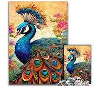 JigsawPuzzle 1000 Pieces for Adults Colorful Art Peacock Wooden Jigsaw Puzzles Ideal DIY Decor & Brain Teaser Gift 50x75CM/19.68x29.52inch