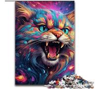JigsawPuzzle 1000 Pieces for Adults Colorful Art Psychedelic Cat Jigsaw Puzzles for Adults 1000 Piece DIY Home Decor Brain Teaser Game for Teenagers (Size 26x38 cm)
