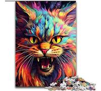 JigsawPuzzle 1000 Pieces for Adults Colorful Art Psychedelic Cat Jigsaw Puzzles for Adults 26x38cm Brain Challenge Gift, Educational Activity for Teenagers