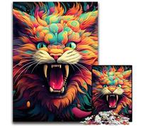 JigsawPuzzle 1000 Pieces for Adults Colorful Art Psychedelic Cat Wooden Jigsaw Challenging DIY Brain Teaser, Perfect Family Game Or Decorative Gift 50x75CM/19.68x29.52inch