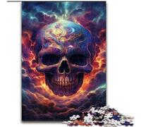 JigsawPuzzle 1000 Pieces for Adults Colorful Art Skull Wooden Jigsaw Puzzles Skill Level Beginner, Great for Birthday (Size 38x26cm)
