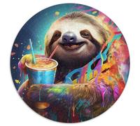 JigsawPuzzle 1000 Pieces for Adults Colorful Art Sloth Round Puzzles for 1000 Piece Ideal for Family Fun, Relaxation 1000pcs (67.5x67.5cm)