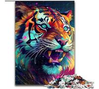 JigsawPuzzle 1000 Pieces for Adults Colorful Art Tiger Wooden Puzzles size50x75cm Brain Teaser Game for Teenagers, Perfect