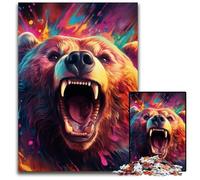 JigsawPuzzle 1000 Pieces for Adults Colorful Brown Bear Jigsaw Puzzles Brain Challenge, for Teenagers & Home Decor 26X38CM/10.23x14.96inch