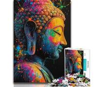 JigsawPuzzle 1000 Pieces for Adults Colorful Buddha, Toy Intellectual Game,with Fully Interlocking Randomly Shaped Pieces for And Age 14 Years Up 38x26cm