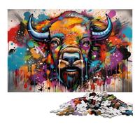 JigsawPuzzle 1000 Pieces for Adults Colorful Buffalo Wooden Jigsaw Ideal for Lover, Perfect Christmas, New Year, Valentine's Gift 50x75CM/19.68x29.52inch