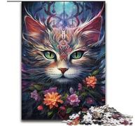 JigsawPuzzle 1000 Pieces for Adults Colorful Cat with Big Eyes Made of Wood, Perfect for Birthday, Christmas 50x75cm DIY Art Decor