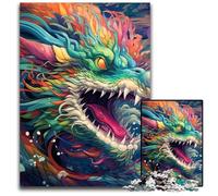 JigsawPuzzle 1000 Pieces for Adults Colorful Chinese Dragon Wooden Jigsaw Puzzles Ideal DIY Decor & Brain Teaser Gift 50x75CM/19.68x29.52inch