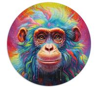JigsawPuzzle 1000 Pieces for Adults Colorful Gorillas Round Cardboard Puzzles for Teenagers,Couples,and Friends for Birthdays,Christmas (67.5x67.5cm)