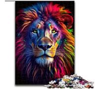 JigsawPuzzle 1000 Pieces for Adults Colorful Lion Animal Made of Wood, for Ages 14+ 50x75cm Brain Teaser Game for Teenagers, Perfect