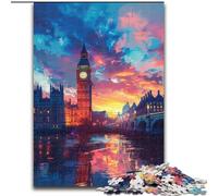 JigsawPuzzle 1000 Pieces for Adults Colorful London Big Ben Made of Wood, for Ages 14+ 50x75cm Brain Teaser Game for Teenagers, Perfect