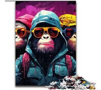 JigsawPuzzle 1000 Pieces for Adults Colorful Monkey Wooden Puzzles size 50x75cm Challenging Brain Teaser - Relaxing Toy for Teenagers