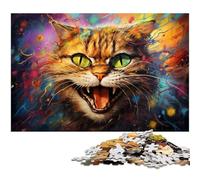 JigsawPuzzle 1000 Pieces for Adults Colorful Orange Cat Wooden Puzzles for Mother'S Day, Birthdays, Christmas 50x75CM/19.68x29.52inch