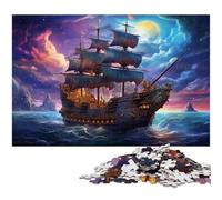 JigsawPuzzle 1000 Pieces for Adults Colorful Pirate Ship Puzzles for Adults Perfect for Family Fun, Party Games, Birthday Party Favors 26X38CM/10.23x14.96inch