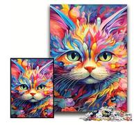 JigsawPuzzle 1000 Pieces for Adults Colorful Psychedelic Cat Jigsaw Puzzles for Adults Size 50x75cm Brain Challenge Gift, Educational Activity for Teenagers