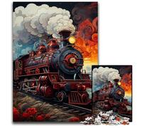 JigsawPuzzle 1000 Pieces for Adults Colorful Train Wooden Jigsaw Ideal for Lover, Perfect Christmas, New Year, Valentine's Gift 50x75CM/19.68x29.52inch