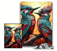 JigsawPuzzle 1000 Pieces for Adults Colorful Woodpecker Wooden Jigsaw Puzzles 50x75 cm Perfect for Halloween, Christmas, Birthday Gift