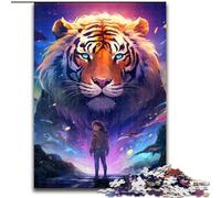 JigsawPuzzle 1000 Pieces for Adults Colourful Animal Tiger Made of Wood, Perfect for Birthday, Christmas 50x75cm DIY Art Decor