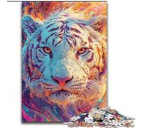 JigsawPuzzle 1000 Pieces for Adults Colourful Art White Tiger Made of Wood, Perfect for Birthday, Christmas 50x75cm DIY Art Decor
