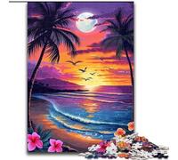 JigsawPuzzle 1000 Pieces for Adults Colourful Beach Sunset Puzzle Made of cardboard,Perfect for Family Fun, Party Games, Birthday Party Favors 1000pcs(26x38cm)