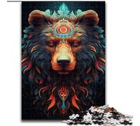JigsawPuzzle 1000 Pieces for Adults Colourful Brown Bear Made of Wood, for Ages 14+ 50x75cm Brain Teaser Game for Teenagers, Perfect