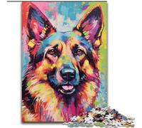 JigsawPuzzle 1000 Pieces for Adults Colourful German Shepherd Paintings Puzzle Made of cardboard,Interactive Family Game, DIY Home Decor Brain Challenge Gift 1000pcs(26x38cm)
