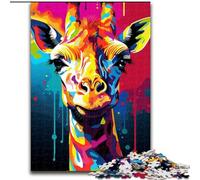 JigsawPuzzle 1000 Pieces for Adults Colourful Giraffe Made of Wood, for Ages 14+ 50x75cm Family Fun Craft, Perfect for Birthdays, Holidays