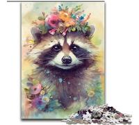 JigsawPuzzle 1000 Pieces for Adults Colourful Raccoon Baby Made of Wood, for Ages 14+ 50x75cm Family Fun Craft, Perfect for Birthdays, Holidays