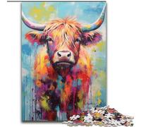 JigsawPuzzle 1000 Pieces for Adults Colourful Yak Paintings Jigsaw Made of Wood,Challenging DIY Brain Teaser, Perfect Family Game Or Decorative Gift 1000pcs(50x75cm)