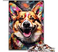 JigsawPuzzle 1000 Pieces for Adults Corgi Graffiti Jigsaw Puzzles for Adults 26x38cm Brain Challenge Gift, Educational Activity for Teenagers