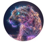 JigsawPuzzle 1000 Pieces for Adults Cosmic Art Leopard Round Cardboard Puzzles Family Game Night,Home Decor & Brain Training Gift (Size 67.5x67.5cm)