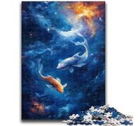 JigsawPuzzle 1000 Pieces for Adults Cosmic Koi, Stress Relief with Fully Interlocking Randomly Shaped Pieces for And 14 Years Old 50X75CM