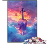 JigsawPuzzle 1000 Pieces for Adults Cosmic Violin Made of Wood, Fun Activity for at Home 50x75cm Brain-Challenging DIY Decorative Game, Family Interactive Toy