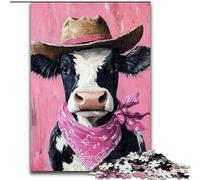 JigsawPuzzle 1000 Pieces for Adults Cowboy Cow, Games Toys Gift Unique Birthday And Gifts for And Age 14 Years Up (Size 50x75cm)