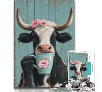 JigsawPuzzle 1000 Pieces for Adults Cows Drinking Coffee,Help The Brain Exercise Addictive Toys to Cultivate Patience Wall Decoration 38x26cm