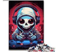 JigsawPuzzle 1000 Pieces for Adults Cute Skull Made of Wood, for Ages 14+ 50x75cm Brain Teaser Game for Teenagers, Perfect